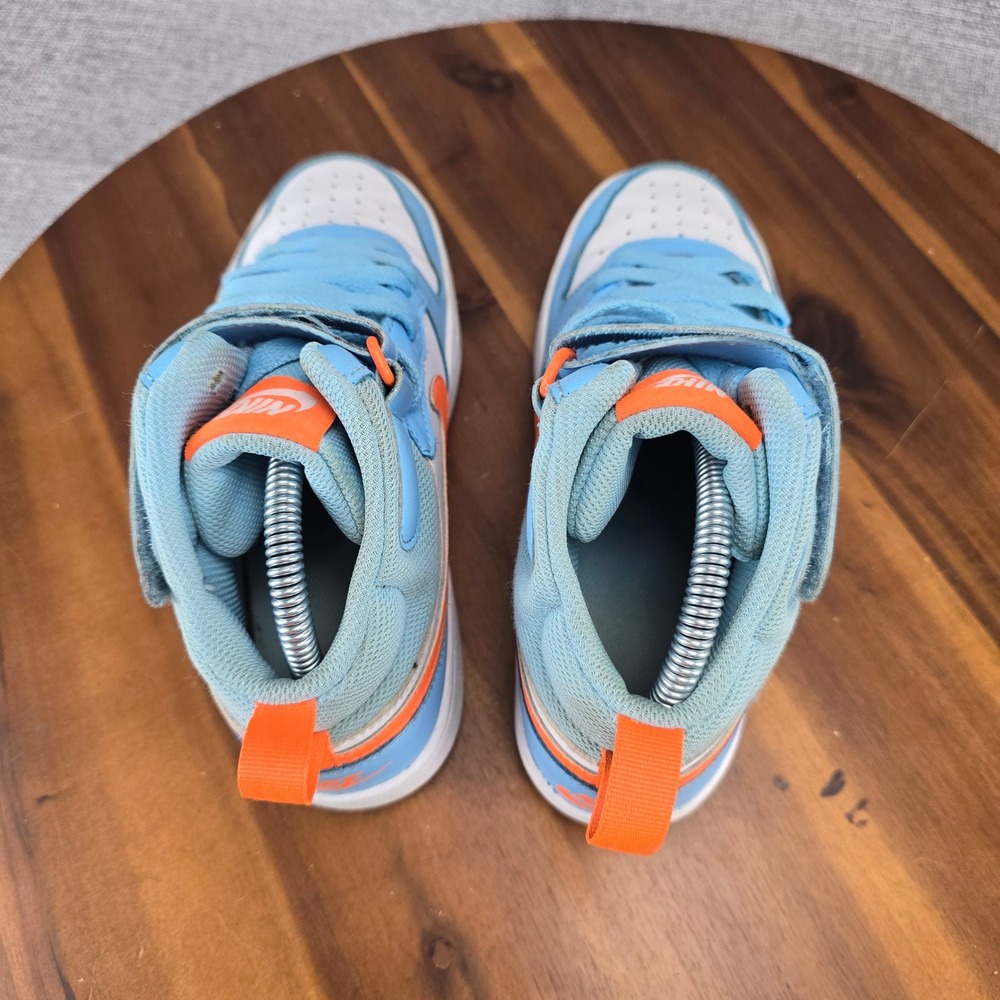 Nike Court Borough Mid 2 Kids 5Y Glacier Blue Total Orange HF4791-407 High‎ Top - Picture 11 of 14